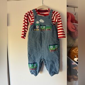 Baby Boden Train Overalls Set 6-9 months